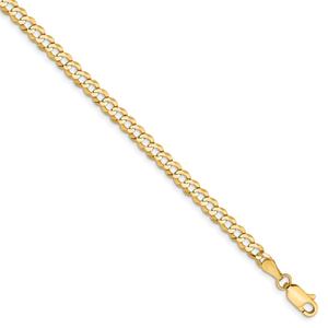 Mens Gold Classics(tm) 3.7mm. Solid Polished Light Cuban Bracelet