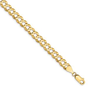 Mens Gold Classics(tm) 7.2mm. Solid Polished Light Cuban Bracelet