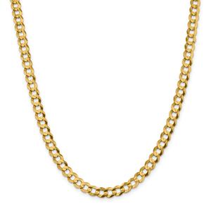 Mens Gold Classics(tm) 7.2mm. Solid Polished Light Cuban Bracelet alternate view