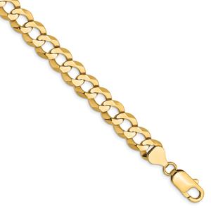 Mens Gold Classics(tm) 8.3mm. Solid Polished Light Cuban Bracelet