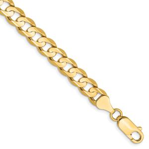 Mens Gold Classics(tm) 6.75mm. 14kt Open Concave Curb Chain Bracelet