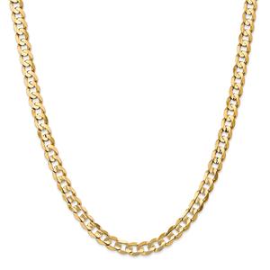 Mens Gold Classics(tm) 6.75mm. 14kt Open Concave Curb Chain Bracelet alternate view