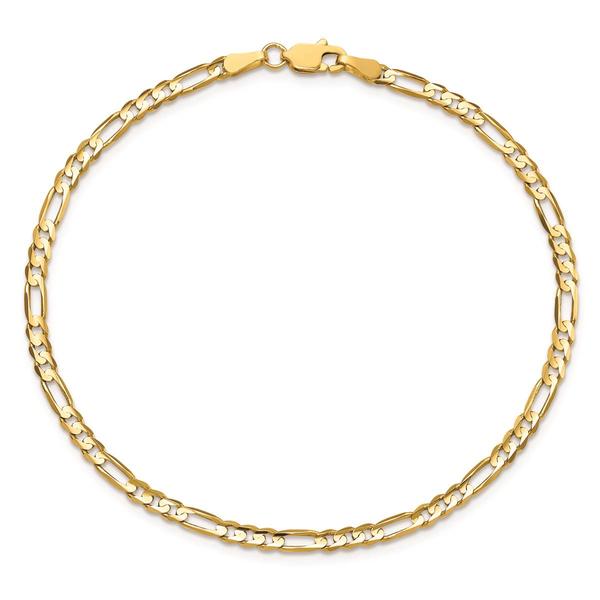 Mens Gold Classics(tm) 3mm. 14kt. Concave Open Figaro Chain Bracelet