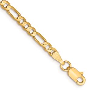 Mens Gold Classics(tm) 3mm. 14kt. Concave Open Figaro Chain Bracelet alternate view