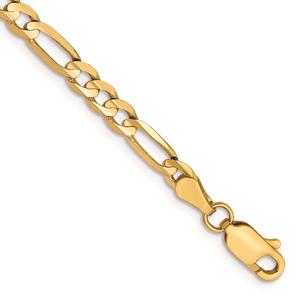 Mens Gold Classics(tm) 4mm. 14kt. Concave Open Figaro Chain Bracelet