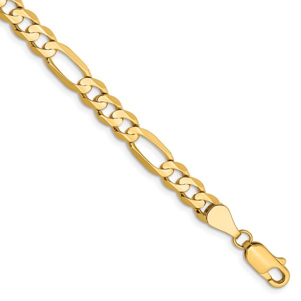 Mens Gold Classics(tm) 5.50mm. 14kt. Concave Open Figaro Bracelet