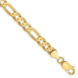 Gold Classics(tm) 6mm. 14kt. Concave Open Figaro Chain Bracelet