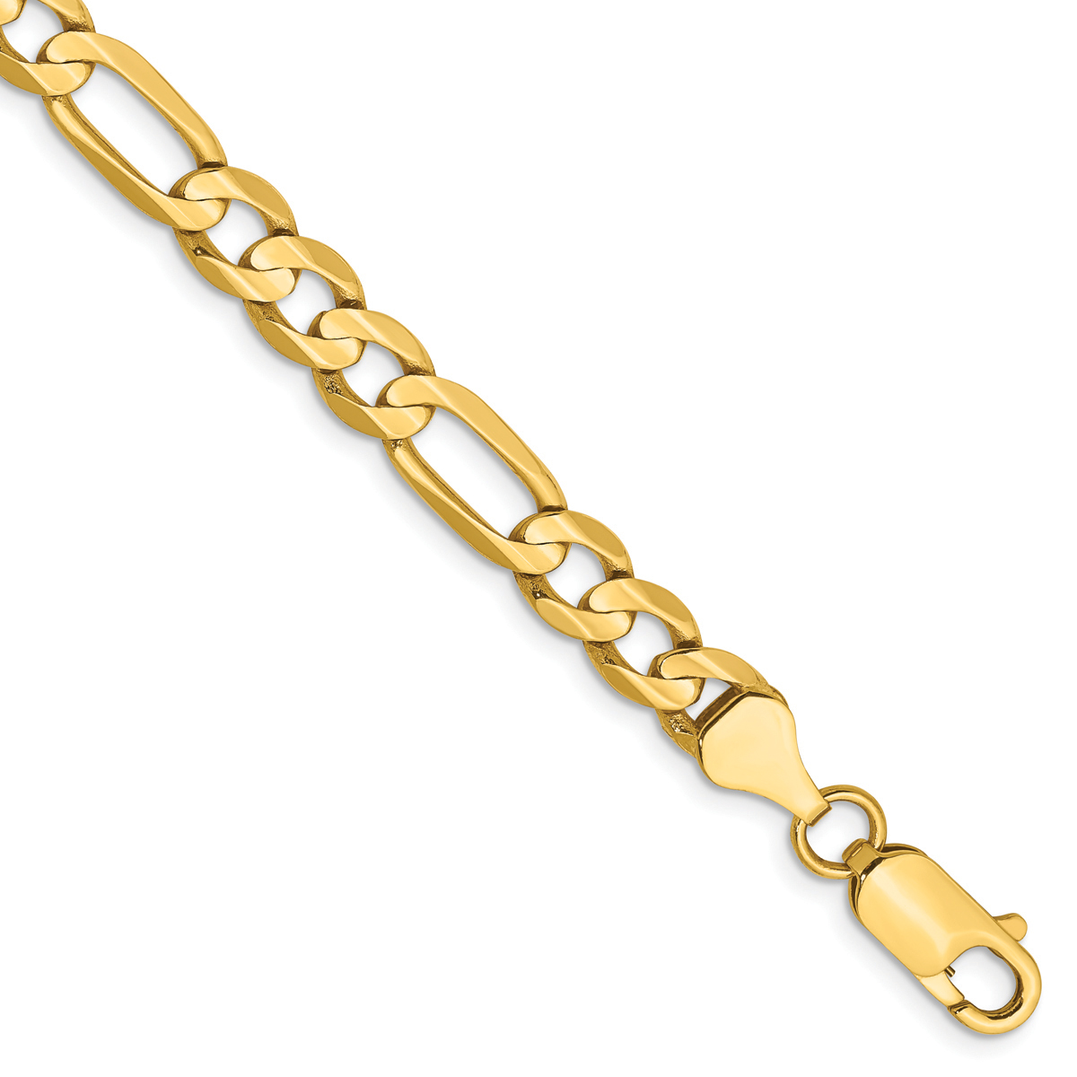 Mens Gold Classics(tm) 6mm. 14kt. Concave Open Figaro Chain Bracelet