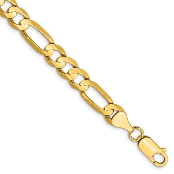 Gold Classics(tm) 6.75mm. 14kt. Concave Open Figaro Bracelet