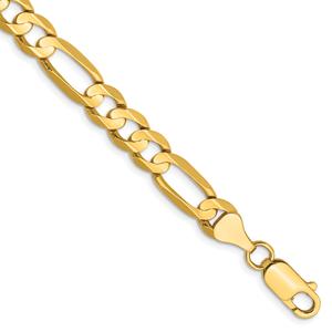 Mens Gold Classics(tm) 6.75mm. 14kt. Concave Open Figaro Bracelet