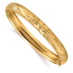 Gold Classics(tm) 14kt. Gold 5/16 Laser Cut Hinged Bangle Bracelet