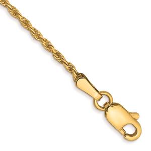 Gold Classics(tm) 1.3mm. 14kt. Solid Diamond Cut Rope Anklet