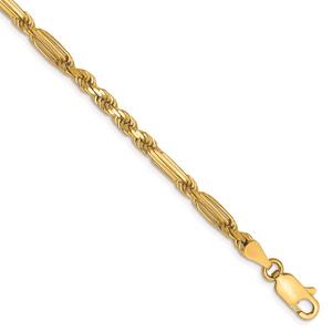 Mens Gold Classics(tm) 3.0mm. 14kt. Diamond Cut Milano Rope Bracelet
