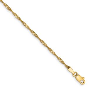 Gold Classics(tm) 1.70mm. 14kt. Gold Singapore Chain Anklet