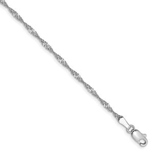 Gold Classics(tm) 1.7mm. 14kt. White Gold Singapore Anklet