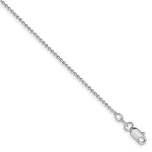 Gold Classics(tm) 1.2mm. White Gold Diamond Cut Beaded Anklet