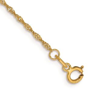 Gold Classics(tm) 1.10mm. 14kt. Gold Singapore Chain Anklet