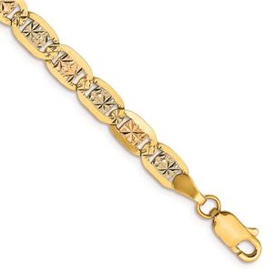 Mens Gold Classics(tm) 4.65mm. 14kt. Tri-Color Valentino Bracelet