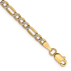 Gold Classics(tm) 3.2mm. 14kt. Semi Solid Pave Figaro Bracelet