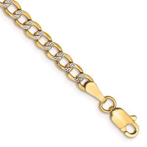 Mens Gold Classics(tm) 3.4mm. 14kt. Semi Solid Pave Curb Bracelet