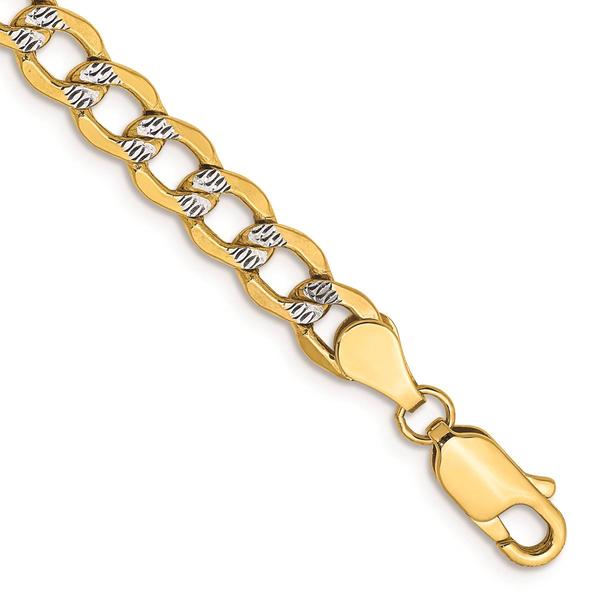 Mens Gold Classics(tm) 5.2mm. 14kt. Semi Solid Pave Curb Bracelet