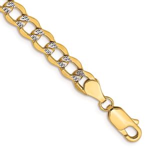 Gold Classics(tm) 5.2mm. 14kt. Semi Solid Pave Curb Bracelet