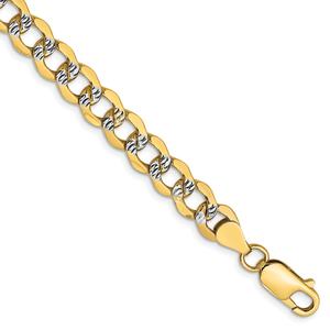 Mens Gold Classics(tm) 6.75mm. 14kt. Semi Solid Pave Curb Bracelet