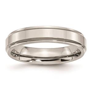 Mens Gentlemen's Classics(tm) Steel Ridged Edge Wedding Band