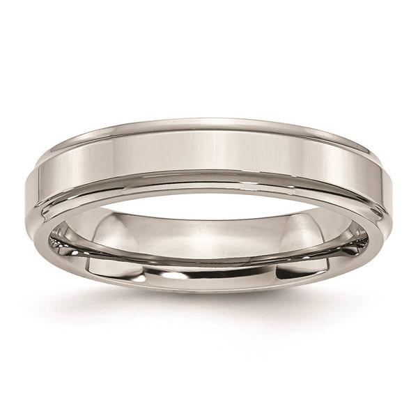 Mens Gentlemen's Classics(tm) Steel Ridged Edge Wedding Band