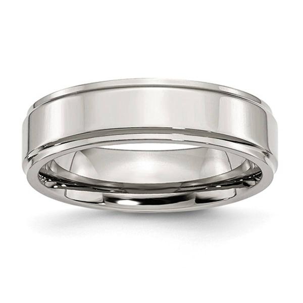 Mens Gentlemen's Classics(tm) Polished Ridged Edge Wedding Band