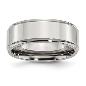 Mens Gentlemen's Classics(tm) Ridged Edge Steel Wedding Band