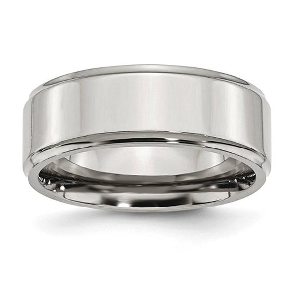 Mens Gentlemen's Classics(tm) Ridged Edge Steel Wedding Band