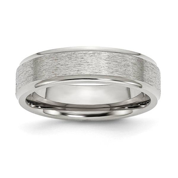 Mens Gentlemen's Classics(tm) Ridged Edge Satin Polished Band