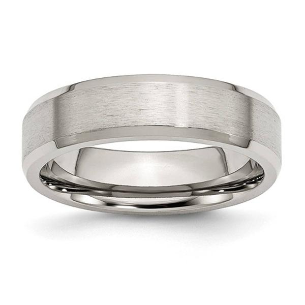 Mens Gentlemen's Classics(tm) Stainless Steel Flat Beveled Edge Band