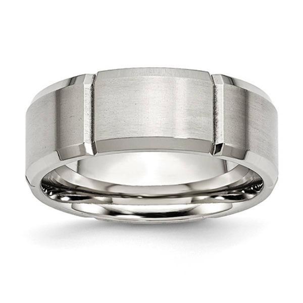 Mens Gentlemen's Classics(tm) Beveled Edge & Grooved Wedding Band