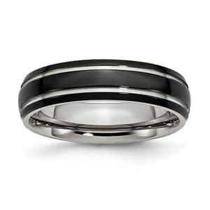 Mens Gentlemen's Classics(tm) Black IP-Plated 6mm Wedding Band