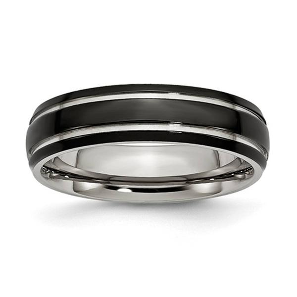 Mens Gentlemen's Classics(tm) Black IP-Plated 6mm Wedding Band