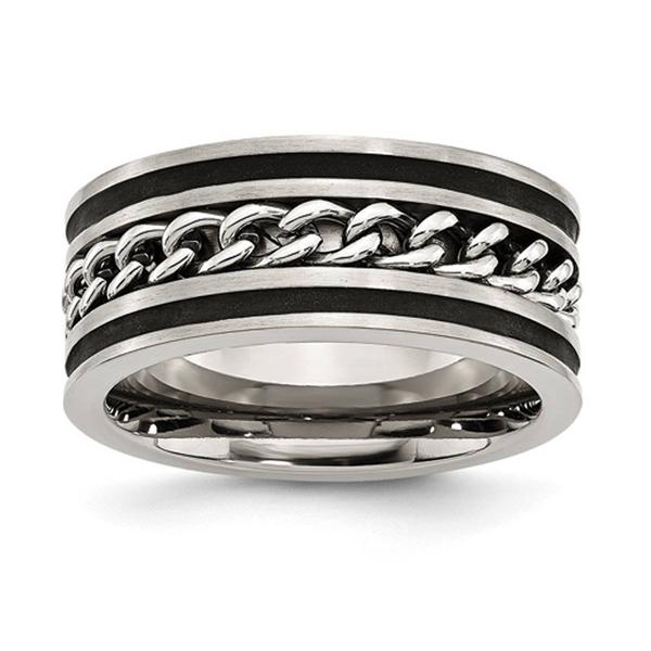 Mens Gentlemen's Classics(tm) 10mm Black Plated & Striped Band