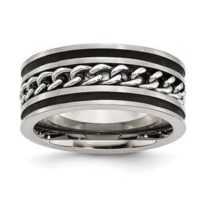 Mens Gentlemen's Classics(tm) 10mm Black Plated & Striped Band