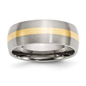 Mens Gentlemen's Classics(tm) Steel 14kt. Yellow Inlay Band