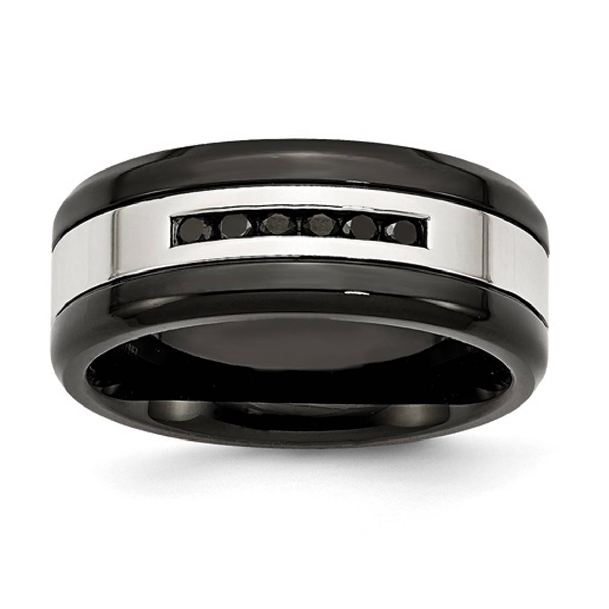 Mens Gentlemen's Classics(tm) Black Diamond 9mm Wedding Band