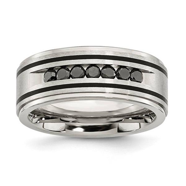 Mens Gentlemen's Classics(tm) Black Diamond Center Wedding Band