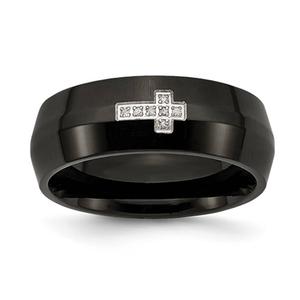 Mens Gentlemen's Classics(tm) Black IP-Plated Diamond Cross Band