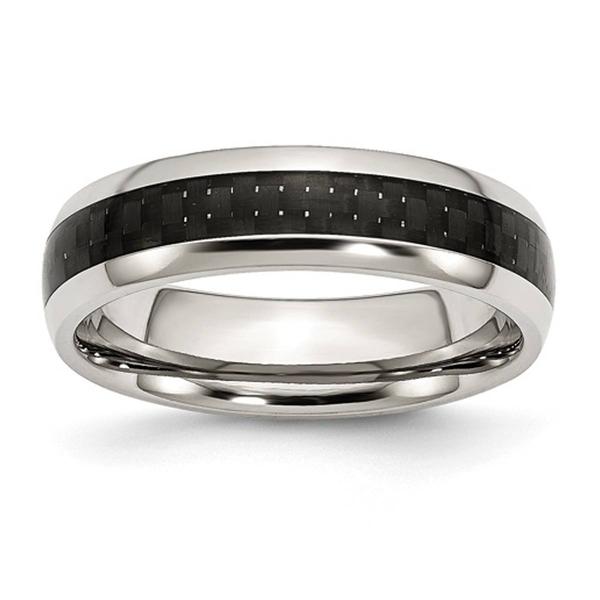 Mens Gentlemen's Classics(tm) Black Fiber Inlay 6mm Wedding Band