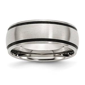 Mens Gentlemen's Classics(tm) Stainless Steel & Black Rubber Band