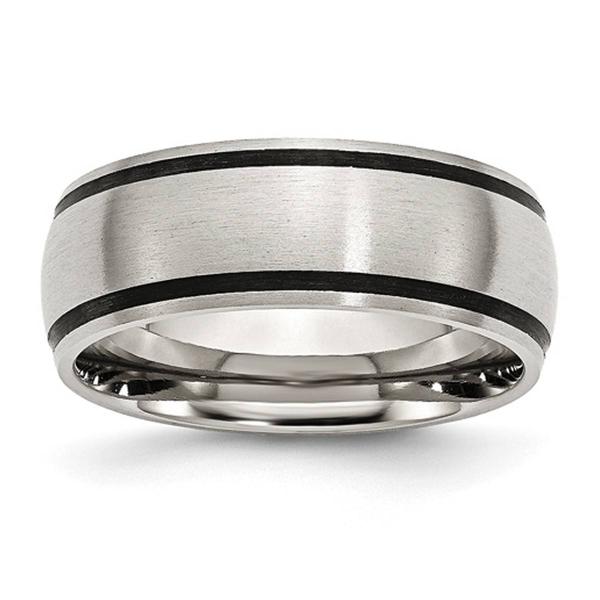 Mens Gentlemen's Classics(tm) Stainless Steel & Black Rubber Band