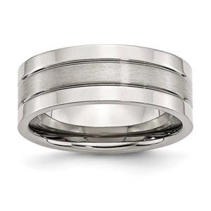 Mens Gentlemen's Classics(tm) 8mm Steel Groove Pattern Wedding Band