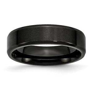 Mens Gentlemen's Classics(tm) Black Beveled Edge Wedding Band