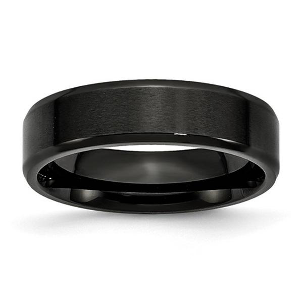 Mens Gentlemen's Classics(tm) Black Beveled Edge Wedding Band