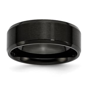 Mens Gentlemen's Classics(tm) Black IP and Beveled Edge Wedding Band